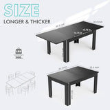 PatioPerk 54.3-84.5 Extendable Dining Room Table for 4–10, Space-Saving Family Dining Table with Slide-Out Extension Leaves, Modern Dining Table for Apartment Small Space (Black) PatioPerk