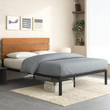 ZINUS Paul Metal and Wood Platform Bed Frame / No Box Spring Needed / Wood Slat Support / Easy Assembly, Full Zinus