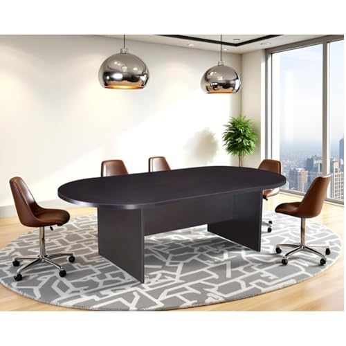 Oakestry Boss 71" W x 35" D Race Track Conference Table Spacious Professional Office Conference Table Mocha Finish with Large Work Surface Ideal for Executive Office and Conference Rooms Oakestry
