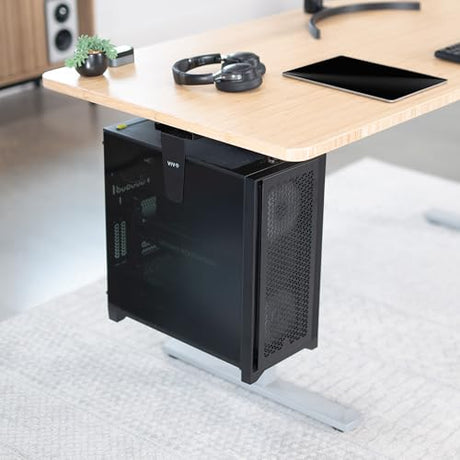 VIVO Under Desk and Wall 8.3 to 13 inch Wide Office and Gaming PC Mount, Large Computer Case CPU Machine Holder with Swivel and Locking, Holds 44 lbs, Black, MOUNT-PC01L VIVO