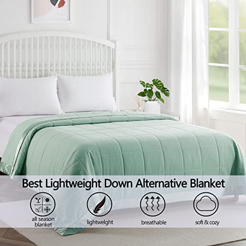 COMFLIVE Queen Blanket with Satin Trim, Bed Blanket for All Seasons - Winter Summer Comfort Soft (Green, Full/Queen) COMFLIVE