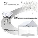 Eurmax USA Patented 10x10 Pop Up Canopy Tent Party Tent Commercial Instant Canopies Shelter with Heavy Duty Roller Bag,Bonus 4 Sand Bags (Snow White) Eurmax