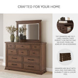 Signature Design by Ashley Taffenbrook Farmhouse 10-Drawer Bedroom Dresser with Felt-Lined Top Drawer for Jewelry and Delicates, Easy Glide Drawers, Picture Frame Moulding, Black Handles, Dark Brown Signature Design by Ashley