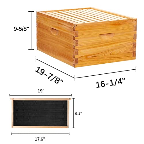 MayBee 10-Frame Beehive Box Langstroth Deep Brood Box Dipped in 100% Beeswax Includes Wooden Frames & Waxed Foundations (Unassembled) MayBee