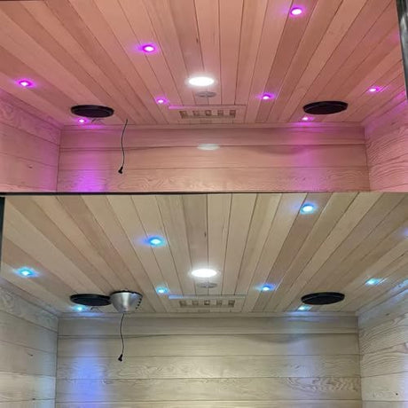 Full Spectrum Infrared Sauna for 2 Person, Upgraded WiFi Control Indoor Red Light Therapy Canadian Hemlock Wood Home Spa Saunas, Speaker, Oxygen bar, Reading & 7-Color Light, 1750 W, 110V Smartmak