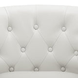 Naomi Home Barrel Love Seat, Button Tufted Faux Leather Loveseat Sofas, Modern 2 Seater Faux Leather Sofa, Small Loveseats for Small Spaces, Bedrooms, Love Seat Couches for Living Room - White Naomi Home