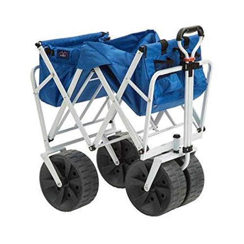 Mac Sports Heavy Duty Collapsible Folding All Terrain Utility Beach Wagon Cart, Blue/White MacSports