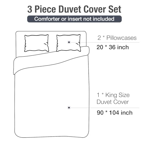 Lekesky King Size Duvet Cover Set, Reversible King Comforter Cover with Tropical Leaves Pattern, Soft 100% Washed Microfiber 3 Pieces Khaki Bedding Set with Zipper and 2 Pillowcases Lekesky
