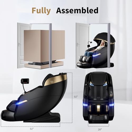 Full Body Zero Gravity Massage Chair, 51'' SL Track with 3 Levels Zero Gravity & Body Scan, 20 Auto Massage Programs, 3D Shiatsu Deep Tissue Massage, Foot Rollers, Airbag, Heating, Yoga Stretch UTHWELL