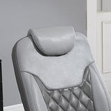 HOMCOM Faux Leather Manual Recliner, Adjustable Swivel Lounge Chair, Armchair with Footrest and Round Base for Living Room, Gray