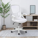 Flash Furniture Porter High-Back Swivel Office Chair with Adjustable Lumbar Support and Height, Ergonomic Mesh Desk Chair with Flip-Up Armrests, White Flash Furniture