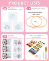 TINDTOP Embroidery Kit for Adults, Owl Embroidery Practice Kit for Adult Beginners Include Embroidery Cloth Hoops Threads for Craft Lover Hand Stitch with Embroidery Skill Techniques