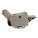 Lexicon Modern Swivel Glider Recliner Chair, Nursery Glider, Corduroy Fabric Upholstery Recliner with 2 Lumbar Pillows, Manual Reclining Sofa Chair for Living Room/Office/Apartment, Taupe Lexicon
