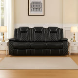 COMHOMA Power Living Room Furniture Sets,Electric Recliner Chair with LED Light,Sectional Sofa Loveseat with Wireless Charging,Spacious Storage, Cup Holeders,3+1 COMHOMA