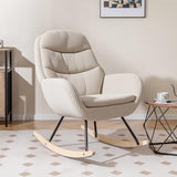 Giantex Rocking Chair Nursery, Upholstered Glider Rocker with Padded Backrest & Seat, Rubber Wood Feet & Sturdy Metal Frame, Modern Accent Chair Comfy Armchair for Living Room, Bedroom & Office (2) Giantex