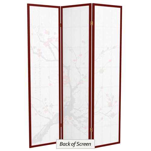 Red Lantern 6 ft. Tall Flower Blossom Divider - Rosewood - 3 Panels Red Lantern