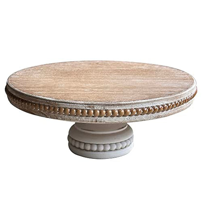 dwellington Large Round Wood Risers for Display, 12" Decorative Rustic Farmhouse Cake Stand Pedestal Tray for Home and Kitchen Decor