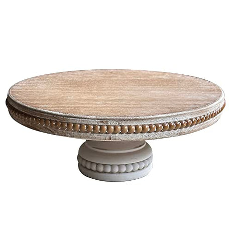 dwellington Large Round Wood Risers for Display, 12" Decorative Rustic Farmhouse Cake Stand Pedestal Tray for Home and Kitchen Decor dwellington