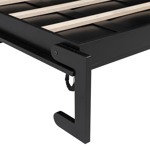 Harper & Bright Designs Full Size Murphy Bed, Wood Hidden Foldable Wall Bed Frame with Storage Cabinet for Bedroom, Office, Space-Saving, Black Harper & Bright Designs