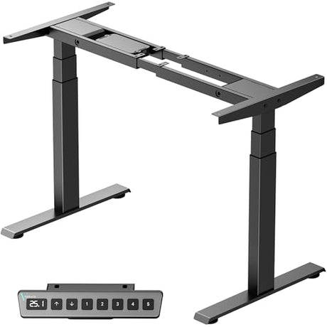 VVENACE 3 Stage Dual Motor Electric Standing Desk Legs Only, 286lb Load Capacity, Height Adjustable from 23.6" to 49.3", Standing Desk Frame, Sit Stand Desk Base with 4 Memory Presets (Black) VVENACE