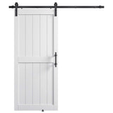 COSHOMER 36in x 84in MDF Sliding Barn Door with 6.6ft Barn Door Hardware Kit & Handle, Pre-Drilled Holes Easy Assembly -Solid Barn Door Slab Covered with Water-Proof PVC Surface, White, H-Frame COSHOMER