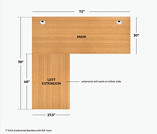 VWINDESK 48 x 27.5 x 1 Inch 100% Solid Bamboo Desk Table Top Only,for Standing Desk Home Office Desk(Right Angle) - WoodArtSupply