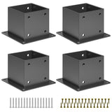 Kinchoix 4pc Pergola Post Base Heavy Duty Wood Post Support Kit for 4"x 4" (Actual 3.5 X 3.5 inch) DIY Wood Lumber Pergola Gazebo Deck Railing kit Hardware Kinchoix