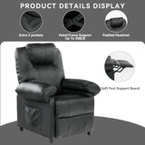 KCREAM Faux Leather Recliner Chair with Massage and Heat, Mid Century Overstuffed Manual Reclining Chair, Massaging Push Back Recliner Chair Single Sofa for Living Room, Black