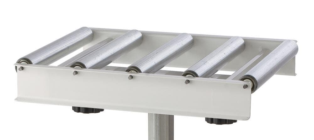 Adjustable Roller Table Stand HTC HRT-10 Super Duty Conveyor Feed Stand With 5 Ball Bearing Rollers , White HTC