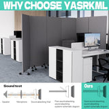 Soundproof Room Divider W/Wheels, 66in Office Dividers for Sound Proofing & Reducing, Sound Proof Dividers for Office Partitions Portable Temporary Wall Acoustic Wall Divider (Cool Grey, 4 Panel) YASRKML