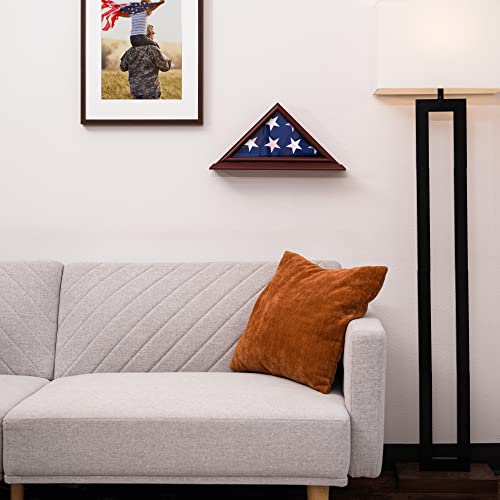 DECOMIL - 3'x5' Flag Display Case | Flag Shadow Box (Not for Burial Funeral Flag), Small Flag Display Case ,Solid Wood, Cherry Finish DECOMIL