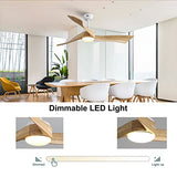 Sofucor Ceiling Fan 52 Inch Wood Ceiling Fan with Lights Remote Control Dimmable Light Reversible DC Motor Modern Ceiling Fan for Kitchen Bedroom Basement Dining Living Room Light Wood Sofucor