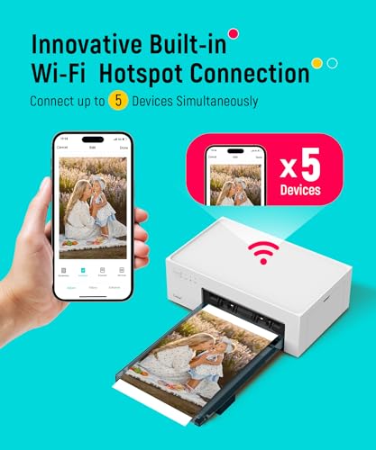 Liene 4x6'' Photo Printer, Phone Printer 100 Sheets & 3 Cartridges, Full-Color Photo, Portable Instant Photo Printer for iPhone Android, Thermal Dye Sublimation, Wi-Fi Picture Printer 100 Papers Liene