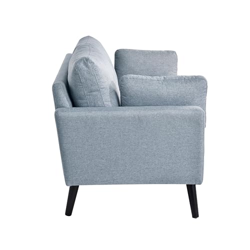 Serta Benrama 67" Soft Modern Sofa, Square Track Arms, Solid Wood Legs, Easy Assembly, Dream Coil Comfort, Soft Woven Polyester Fabric, Light Gray Serta