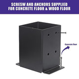 Nrspp 4x4 Post Base 8 Pcs,（Inner Size3.5"x3.5"）Wood Fence Pergola Post Bracket, Black Powder Coated Post Anchor,Deck Post Base Support Base Plate Pergola Brackets Fence Kit… Nrspp