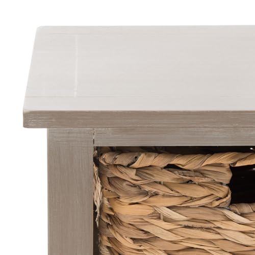 SAFAVIEH Home Collection – Christa White Wash Console Table with Rattan Drawers & Shelf, Coastal Cottage Storage Console, Vintage Design (AMH5737E) SAFAVIEH