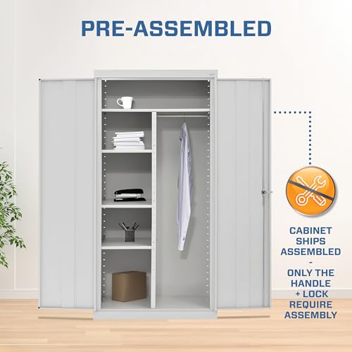 Sandusky Lee CAC1362472-05 Combination Garage Storage Cabinet, Steel Utility Cabinet with Adjustable Shelves, 72" H, Dove Gray Sandusky