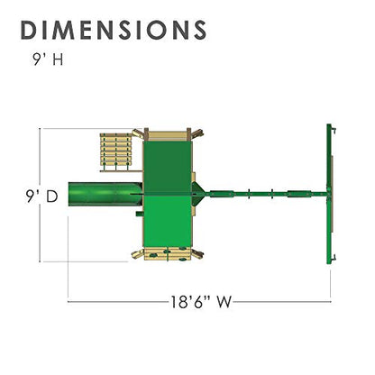 Gorilla Playsets 01-1059-AP High Point Wood Swing Set with Green Vinyl Canopy, Two Swings, Rock Climbing Wall, Slide, Amber - WoodArtSupply