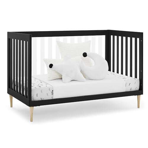 Delta Children Austin Acrylic 4-in-1 Convertible Baby Crib - Greenguard Gold Certified, Midnight Grey/Natural Delta Children