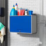 Yizosh Metal Storage Cabinet with Doors & Shelves - Wall Mounted, Floating - Blue Gray, 21.6" H - For Garage, Basement, Kitchen, Warehouse Yizosh