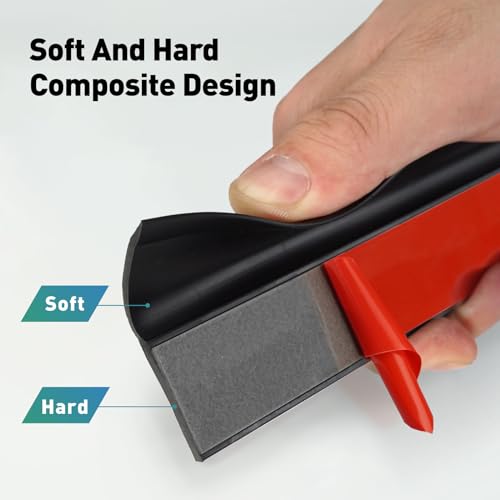 FCSOTSPS Garage Door Seal Top and Sides, 34.4FT Soft and Hard Composite Rubber Black Garage Door Weather Stripping Replacement, Universal Weatherproofing Garage Door Side Seal Strip FCSOTSPS