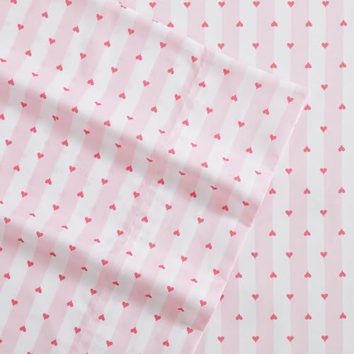 Betsey Johnson - King Size Sheet Set, Ultra-Soft Bedding with Smooth & Silky Feel, Deep Pockets, Bed Sheets with Matching Fitted Sheet & Pillowcases (Wonderland Stripe Pink) Betsey Johnson