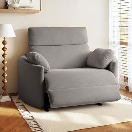 FLEXISPOT Mochi Pro 54" Zero Wall Power Recliner for Big and Tall, Oversized Electric Recliner Chair with Anti-Pinch Design, USB & Type-C Ports, Wide Sofa for Living Room Bedroom, Chenille Grey FLEXISPOT