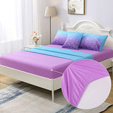 JQinHome Full Blue Purple Comforter Set, 6 Piece Bed in A Bag 3D Colorful Ombre Bedding Set for Girls Women (1 Comforter,2 Pillowcases,1 Flat Sheet,1 Fitted Sheet,1 Cushion Cover)(Blue Purple) JQinHome