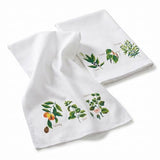 LEISURE ARTS Stamped Tea Towel with Perle Edge, Herb Garden, 2 Pack, 17x28 Inch, Percale Stamped Embroidery Fabric, DMC Anchor Coats Floss Guide