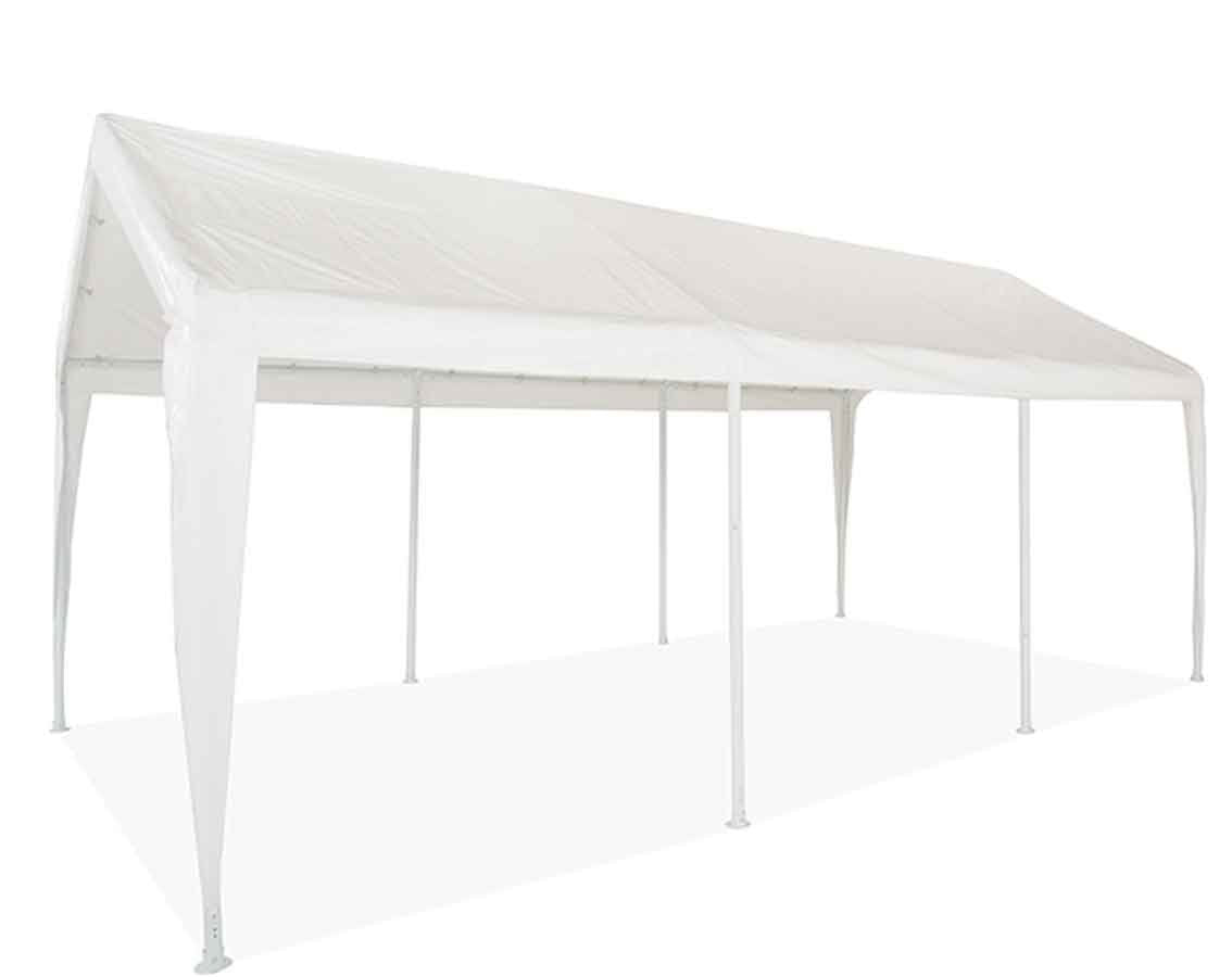 Impact 11' x 20' Portable Carport Garage Canopy, Outdoor Party Tent with 8 Dressed Legs, White Impact Canopy