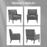 COLAMY Modern Wingback Living Room Chair Set of 2, Upholstered Fabric Accent Armchair, Single Sofa Chair with Lounge Seat and Wood Legs for Bedroom/Office/Reading Spaces, Gery COLAMY
