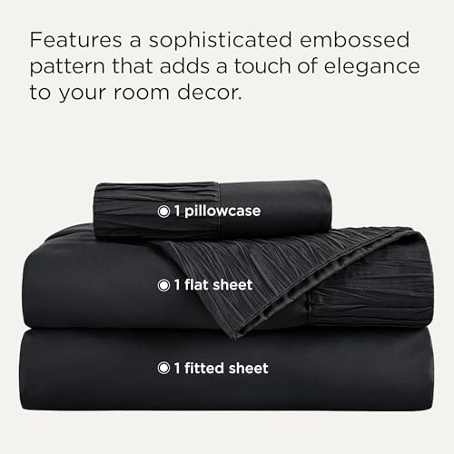 Bedsure Twin Sheets Set - 3 Pieces Soft Twin Bed Sheets - Breathable & Cooling - Hotel Luxury - Easy Care Polyester Microfiber Bedding for Women, Men, Black Bedsure
