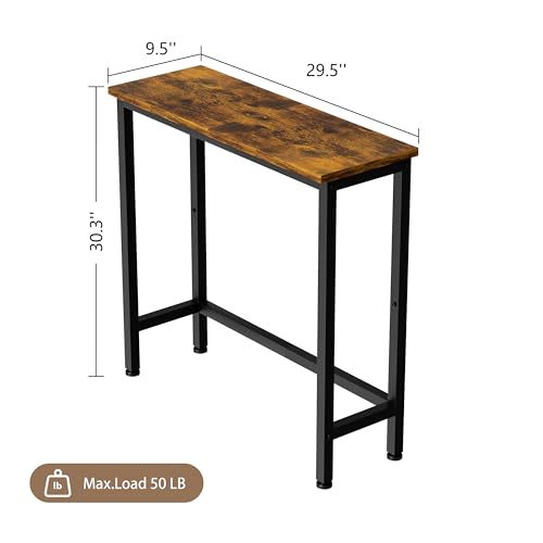 GRLEAF 29.5" Narrow Console Table, Small Entryway Table, Thin Hallway Table Skinny Sofa Side Display Table for Entrance, Bedroom, Living Room, Foyer, Corridor, Office - Rustic Brown (9.5" Deep) GRLEAF
