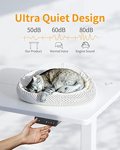 CubiCubi Electric Standing Desk, 55 x 24 Inches Height Adjustable Sit Stand Desk, Ergonomic Home Office Computer Workstation, White CubiCubi